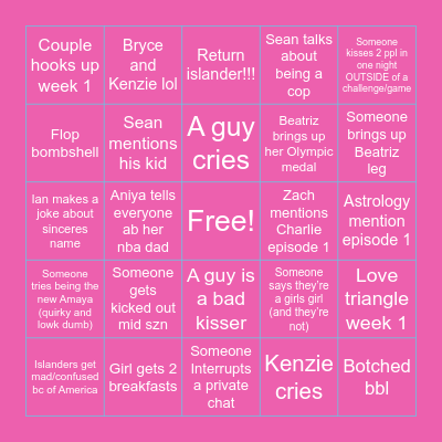 LOVE ISLAND SEASON 8 <333 Bingo Card
