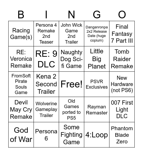 State of Play June 2nd Bingo Card