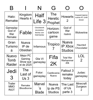 Bingo "NO E3" Bingo Card