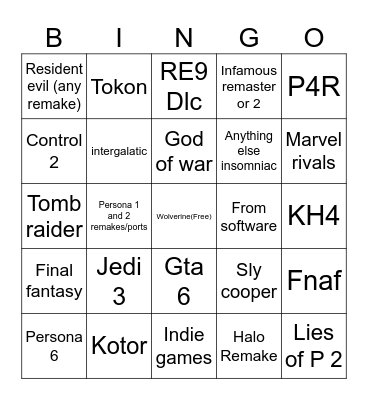 E3 2026 (PlayStation, Xbox, Gamefest) Bingo Card