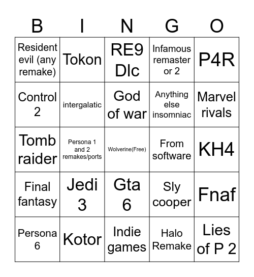 E3 2026 (PlayStation, Xbox, Gamefest) Bingo Card