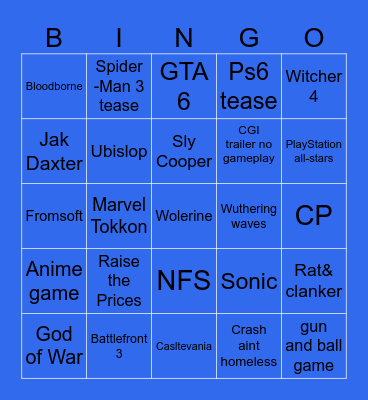 State of play Bingo Card