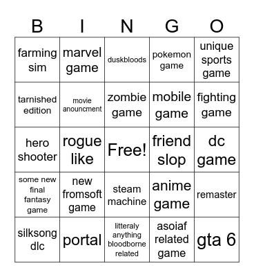 not e3 bingo Card