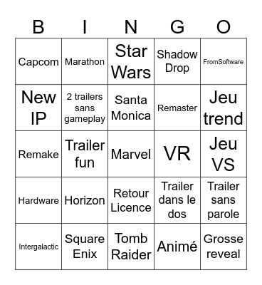 State of Play Bingo Card