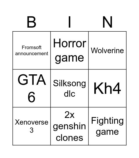 SOP Bingo Card