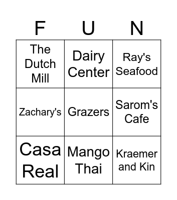 Summer Eats Bingo Card