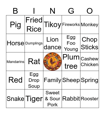 Year of the Rooster Bingo Card