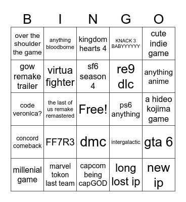 STATE OF PLAY Bingo Card