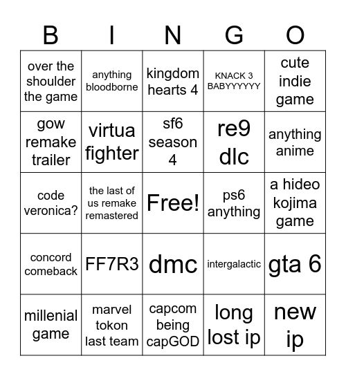 STATE OF PLAY Bingo Card