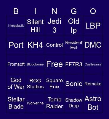 Sony State of Play Bingo Card