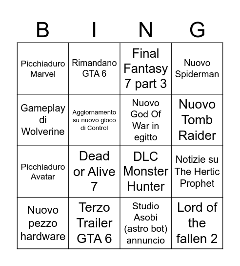 Untitled Bingo Card
