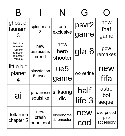 state of play bingo Card