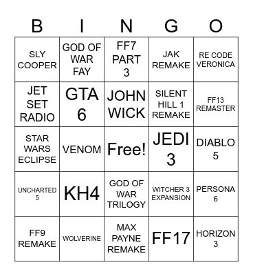 STATE OF PLAY Bingo Card