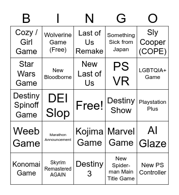 State of Play 6/2/2026 Bingo Card