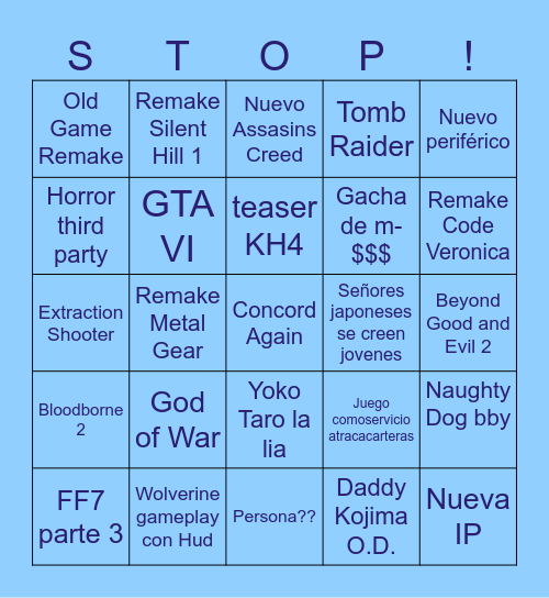 A LLORAR!!! Bingo Card