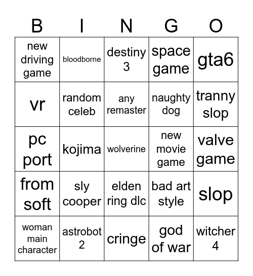 state of play Bingo Card