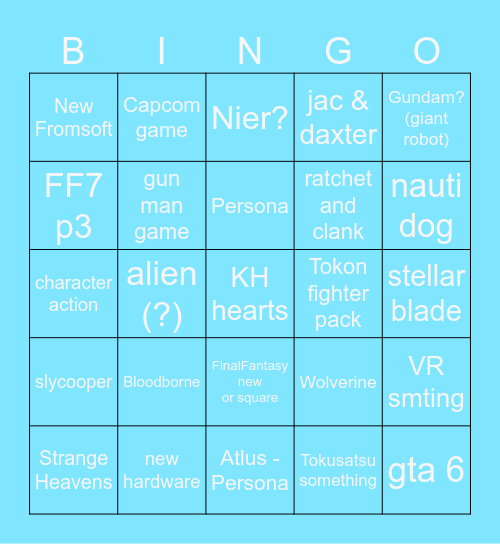 State of Play 2026 Bingo Card
