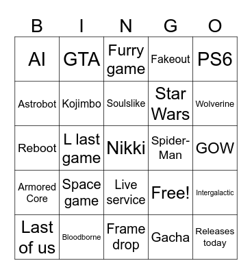 state of play Bingo Card