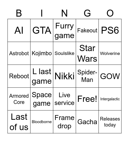state of play Bingo Card