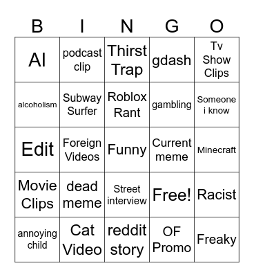 Videos 1 Bingo Card