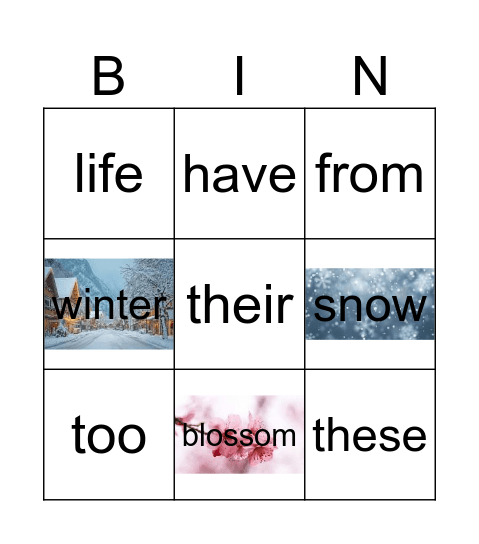 In the spring Bingo Card