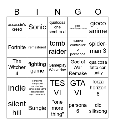 State of Play 2 giugno Bingo Card