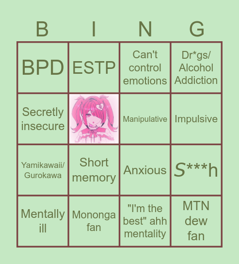 Chan kinnie bingo Card