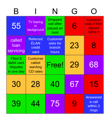 Rainbow Bingo Card