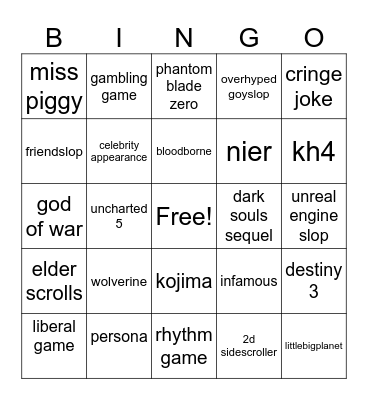State of Play Bingo Card