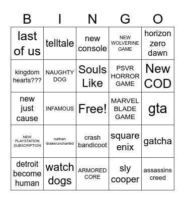 STATE OF PLAY BINGO Card
