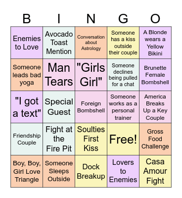2026 Love Island Bingo Card