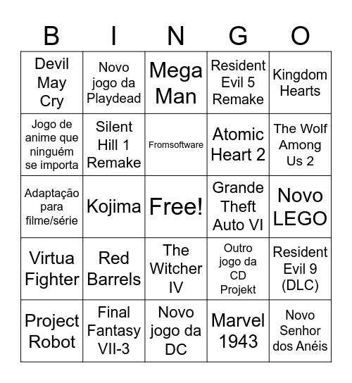 Summer Game Fest 2026 Bingo Card