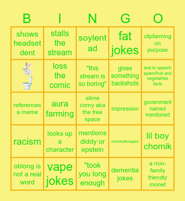 corny twitch/youtube stream bingos Bingo Card