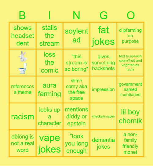 corny twitch/youtube stream bingos Bingo Card