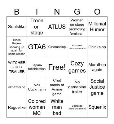 SUMMER GAMES FEST 2026 Bingo Card