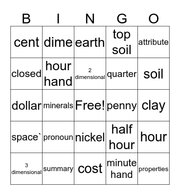 fourth nine weeks BINGO #1 Bingo Card