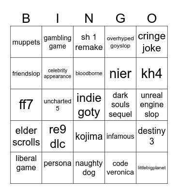 Summer Game Fest Bingo Card