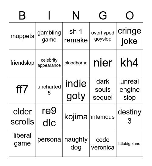 Summer Game Fest Bingo Card