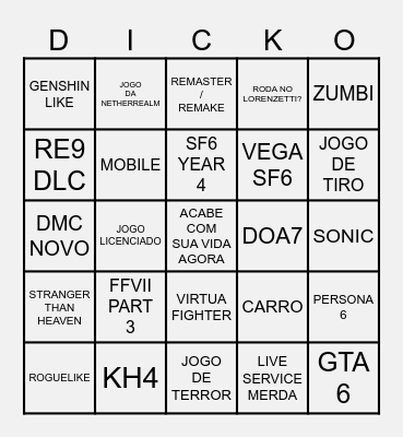 SUMMER GAMEFEST Bingo Card