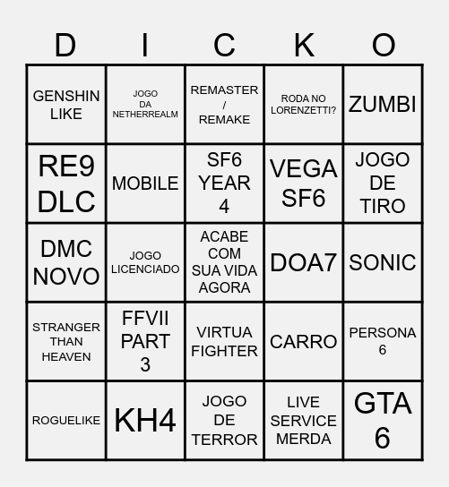 SUMMER GAMEFEST Bingo Card