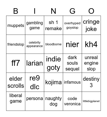 Summer Game Fest Bingo Card