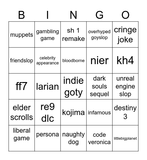Summer Game Fest Bingo Card