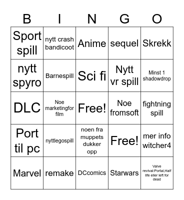Summer game fest 2026 Bingo Card
