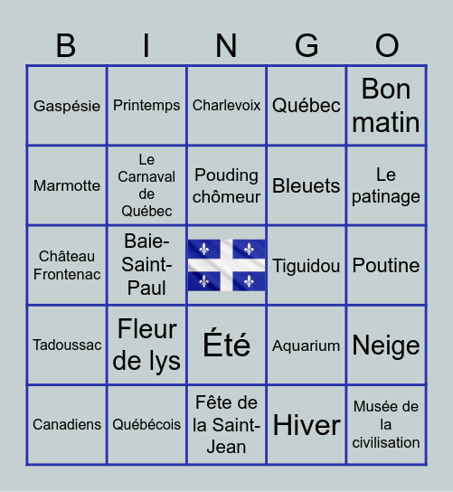 Le Bingo du Québec Bingo Card