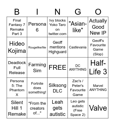 Summer Games Fest 2026 Bingo Card