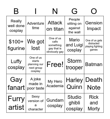 Convention Bingo Card