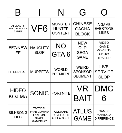SUMMER Bingo Card