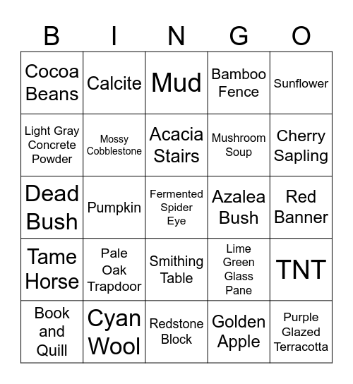 MINECRAFT BINGO 2.0 Bingo Card