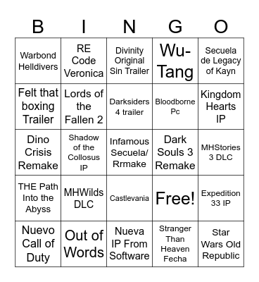 Summer Game Fest Bingo Card