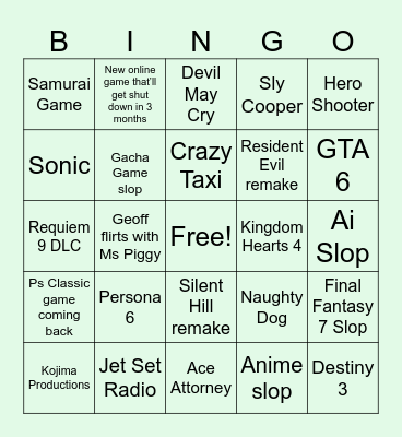 Summer Game Fest Bingo Card